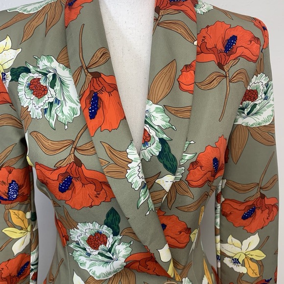 Pretty Little Thing Blazer Jacket 4 Floral Fitted Colorful Retro Mod Casual Work - Picture 2 of 10